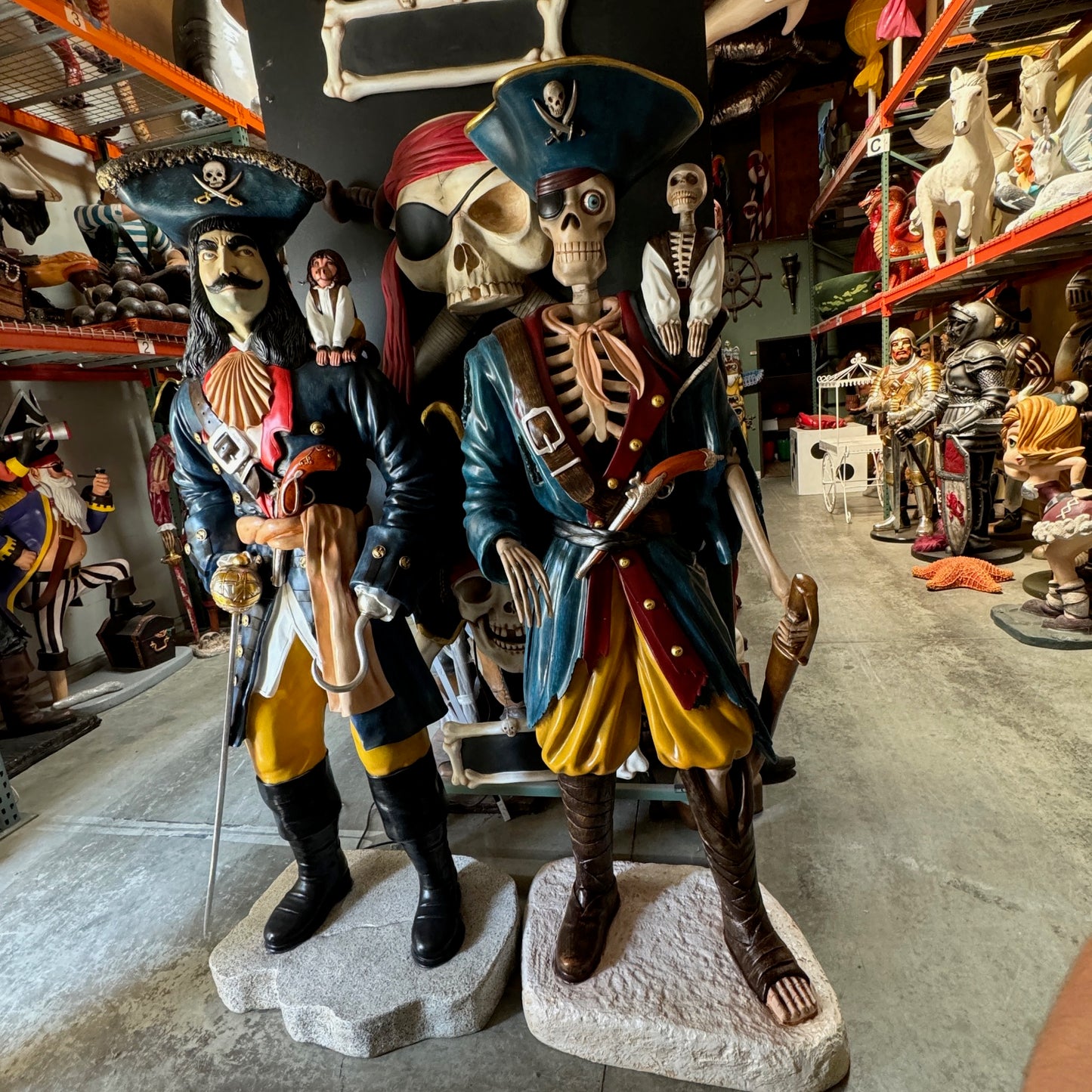 Pirate Captain Hook With Monkey Statue