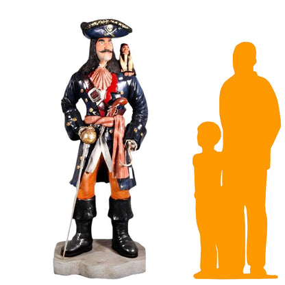 Pirate Captain Hook With Monkey Statue