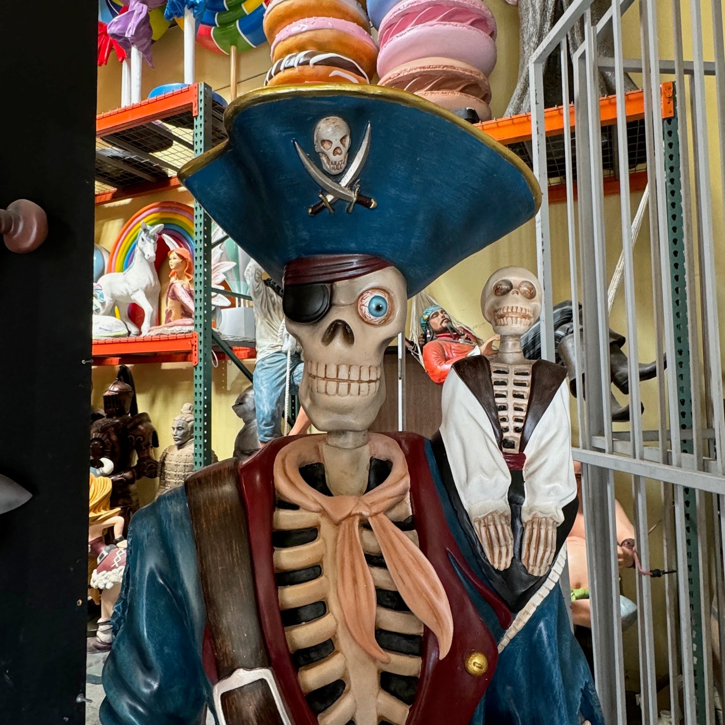 Pirate Skeleton With Monkey Statue