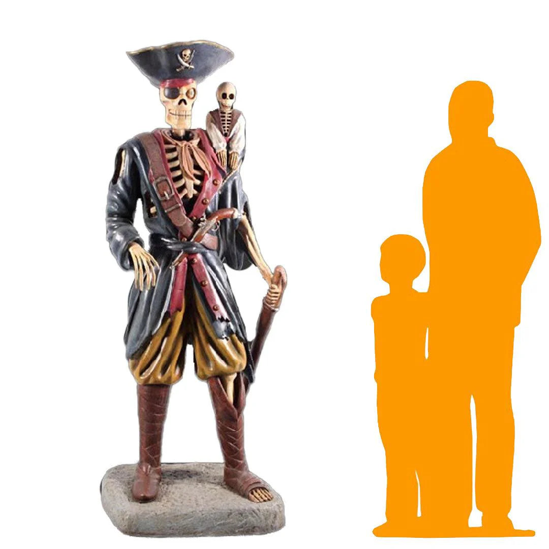 Pirate Skeleton With Monkey Statue