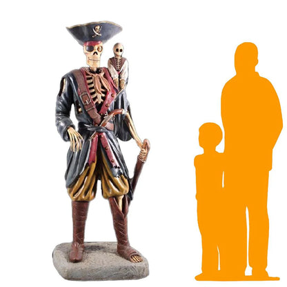 Pirate Skeleton With Monkey Statue