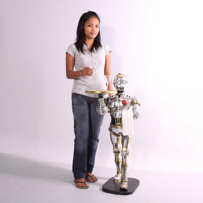 Small Android Robot Butler Statue