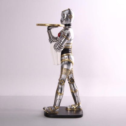 Small Android Robot Butler Statue