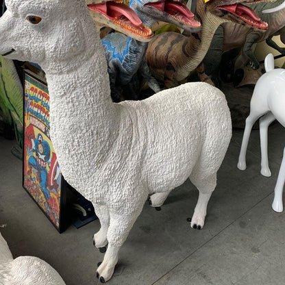 White Alpaca Life Size Statue Prop