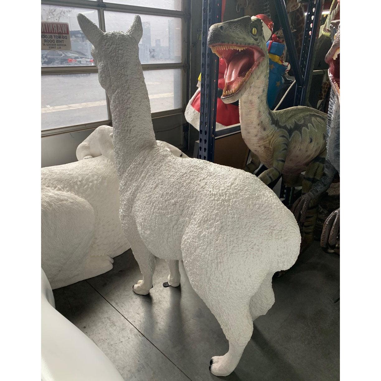 White Alpaca Life Size Statue Prop