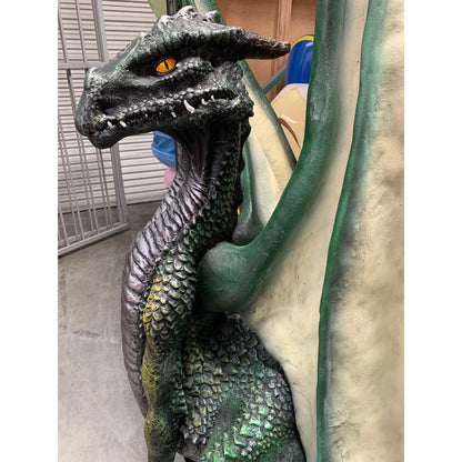 Green Dragon On Post Life Size Statue