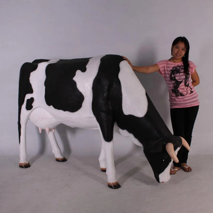 Holstein Cow Grazing Life Size Statue