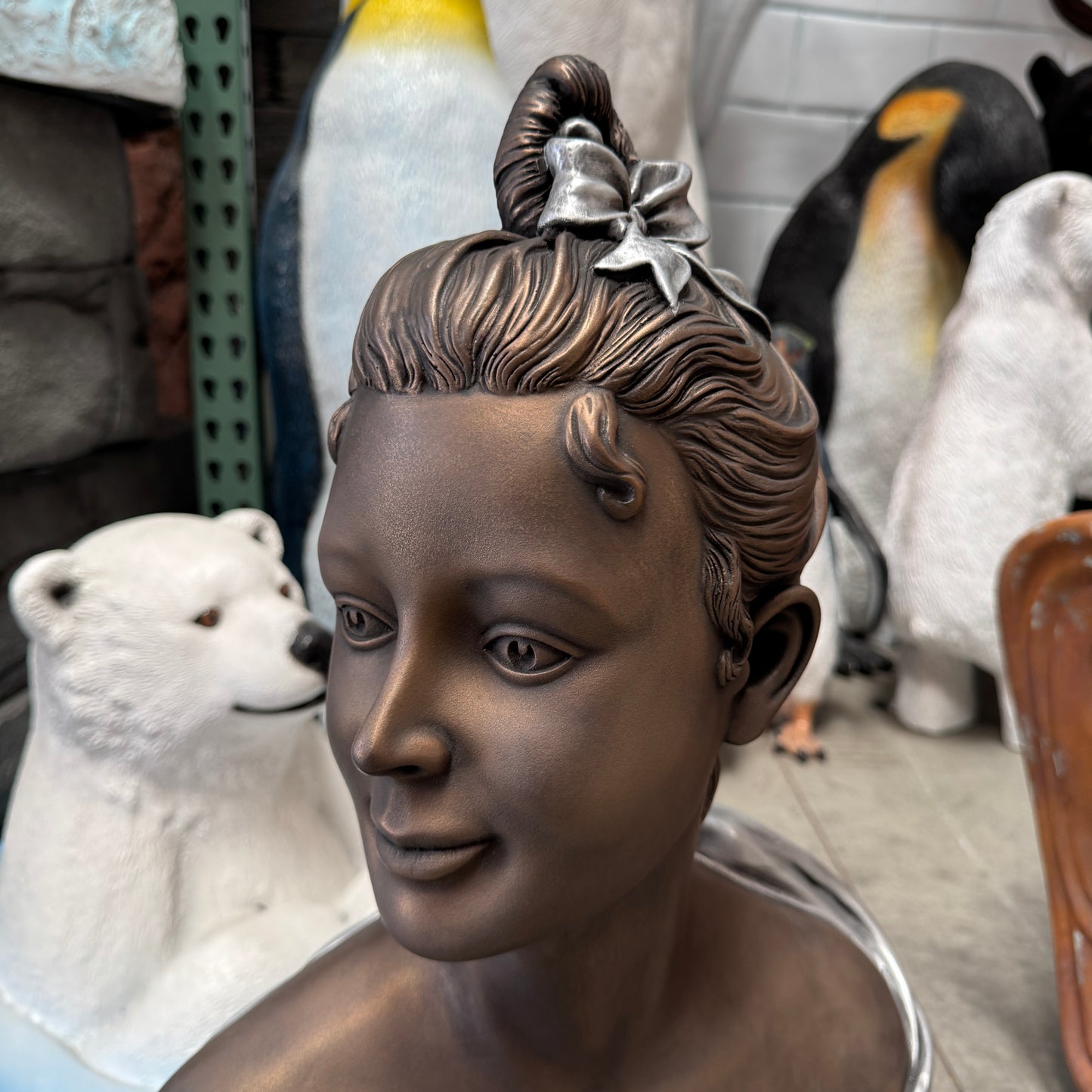 Bronze French Rose Bust Statue