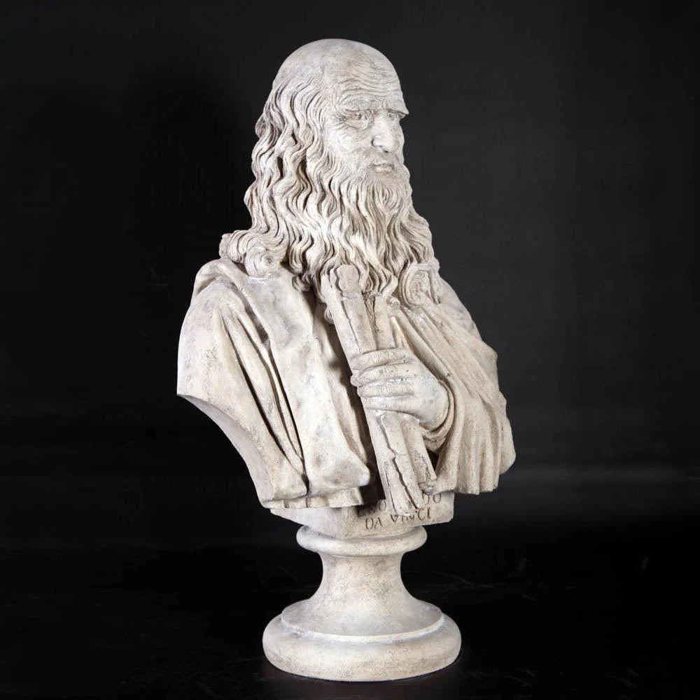 Leonardo Da Vinci Stone Bust Statue