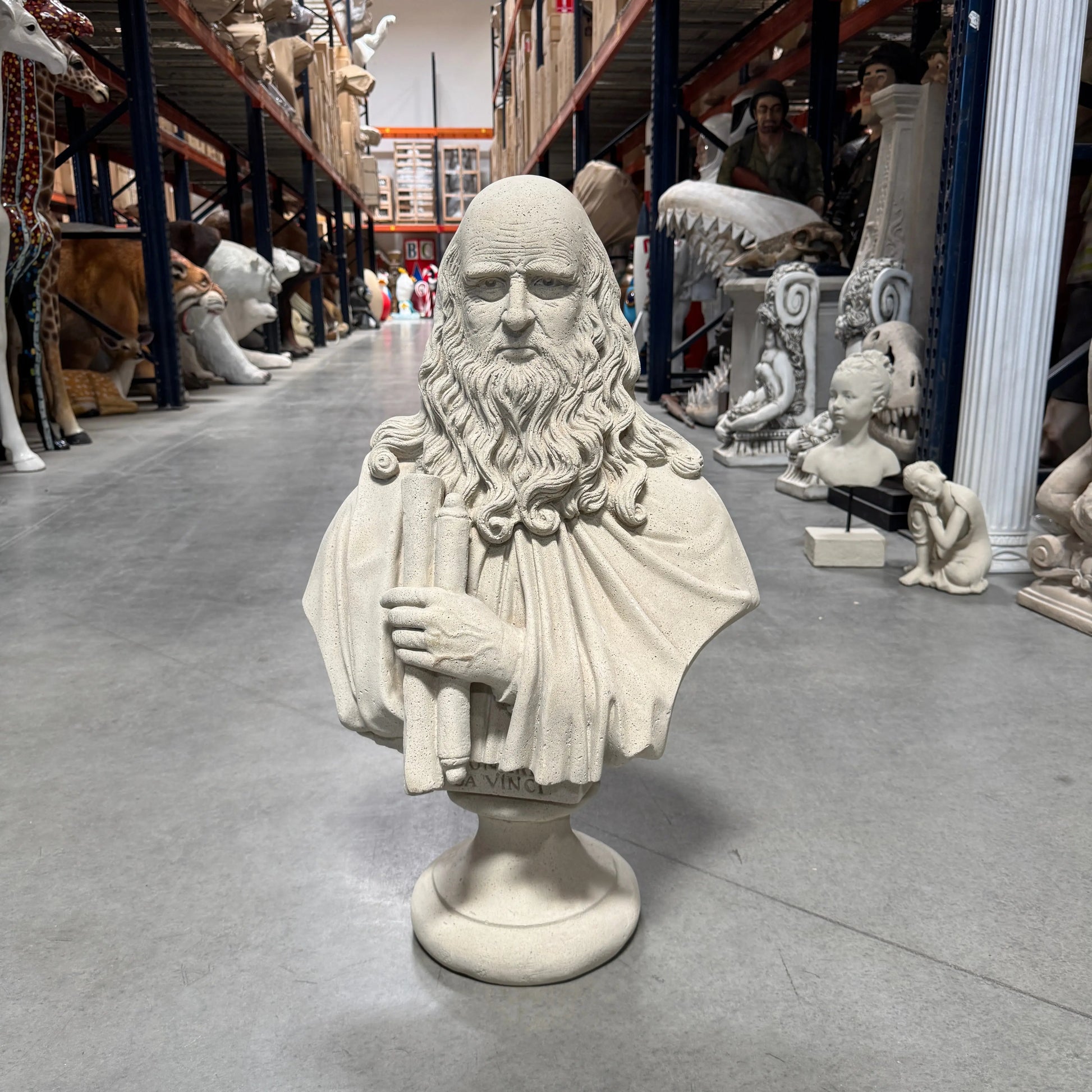 Leonardo Da Vinci Stone Bust Statue M0132-090017-H