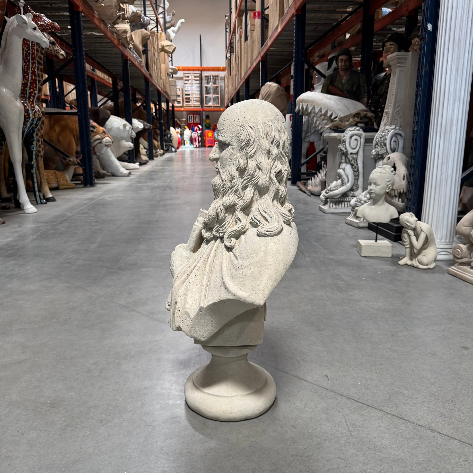 Leonardo Da Vinci Stone Bust Statue M0132-090017-H