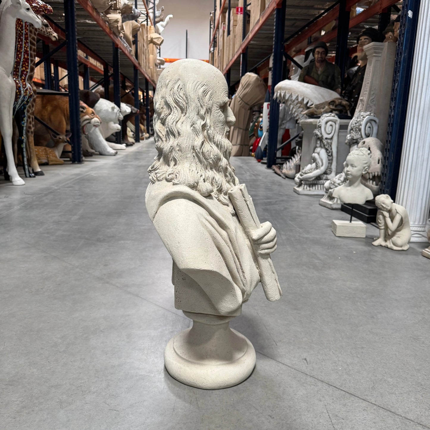 Leonardo Da Vinci Stone Bust Statue M0132-090017-H