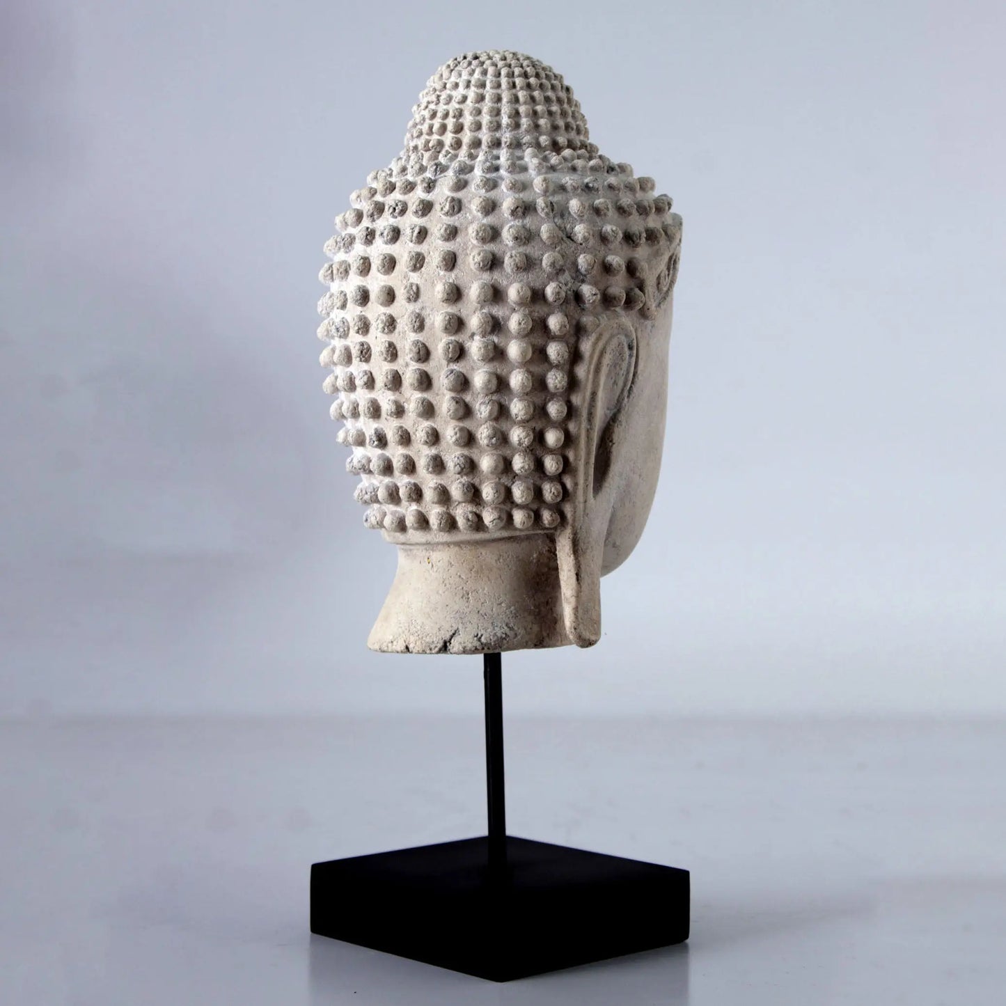 Ancient Stone Buddha Head on Stand Statue M0285RS-090043-H