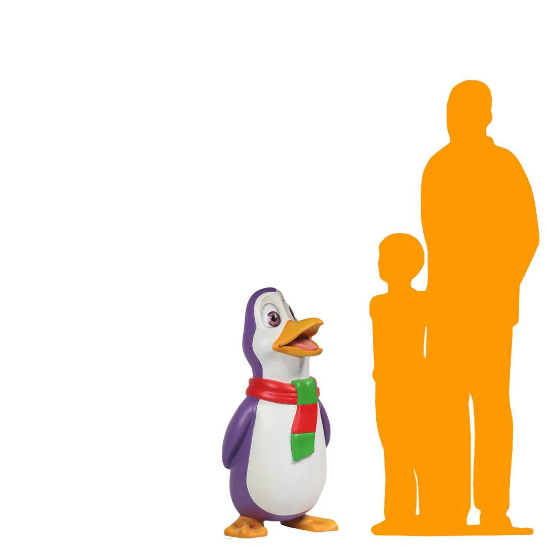 Purple Comic Penguin Statue