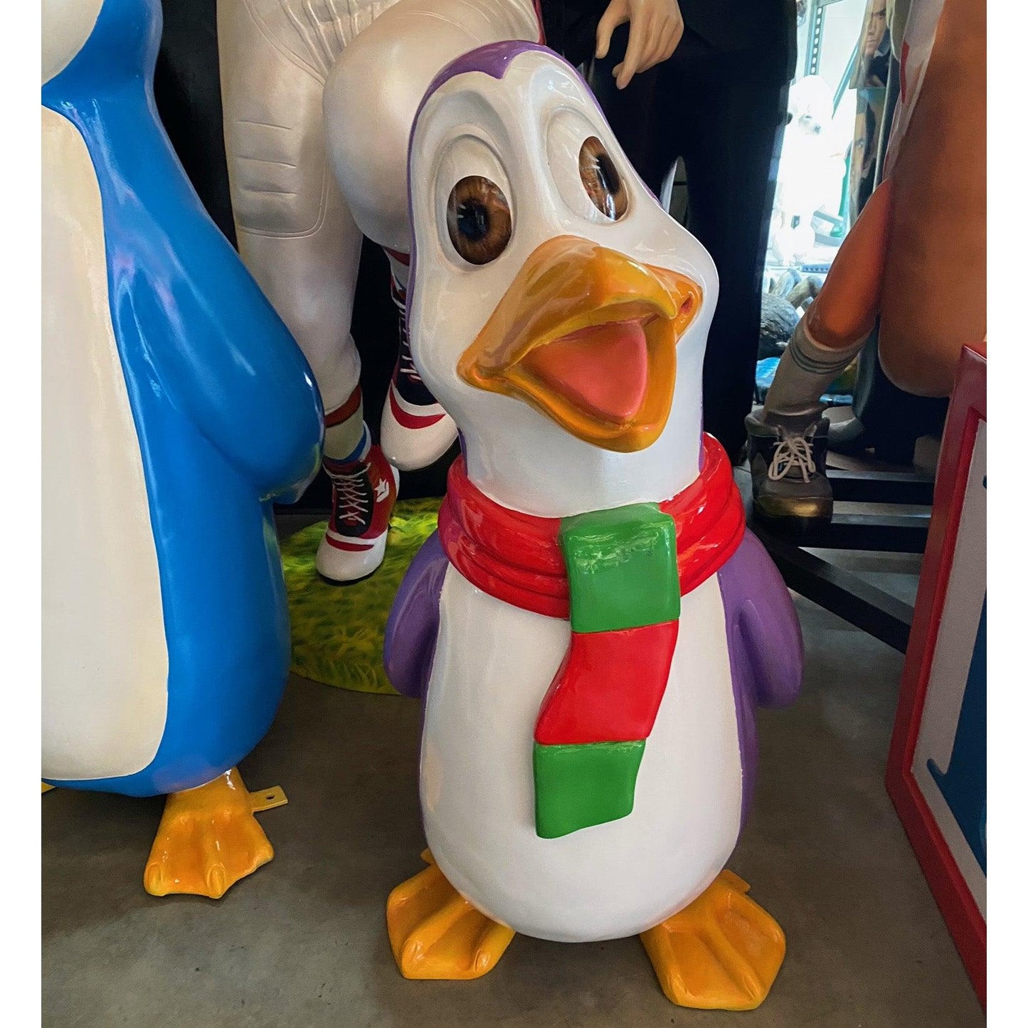 Purple Comic Penguin Statue