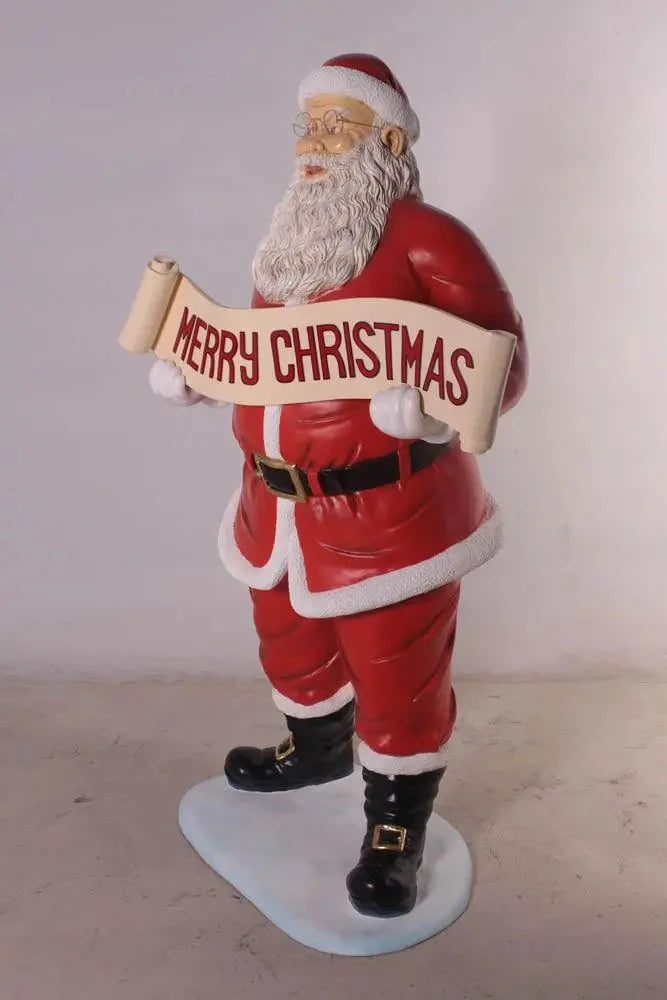 Small Santa Claus Holding Banner Statue S0049-100008-H