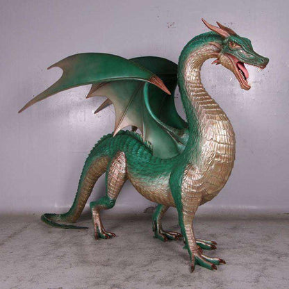 Large Green Dragon Standing Statue