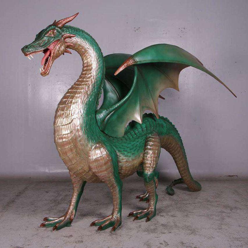 Large Green Dragon Standing Statue