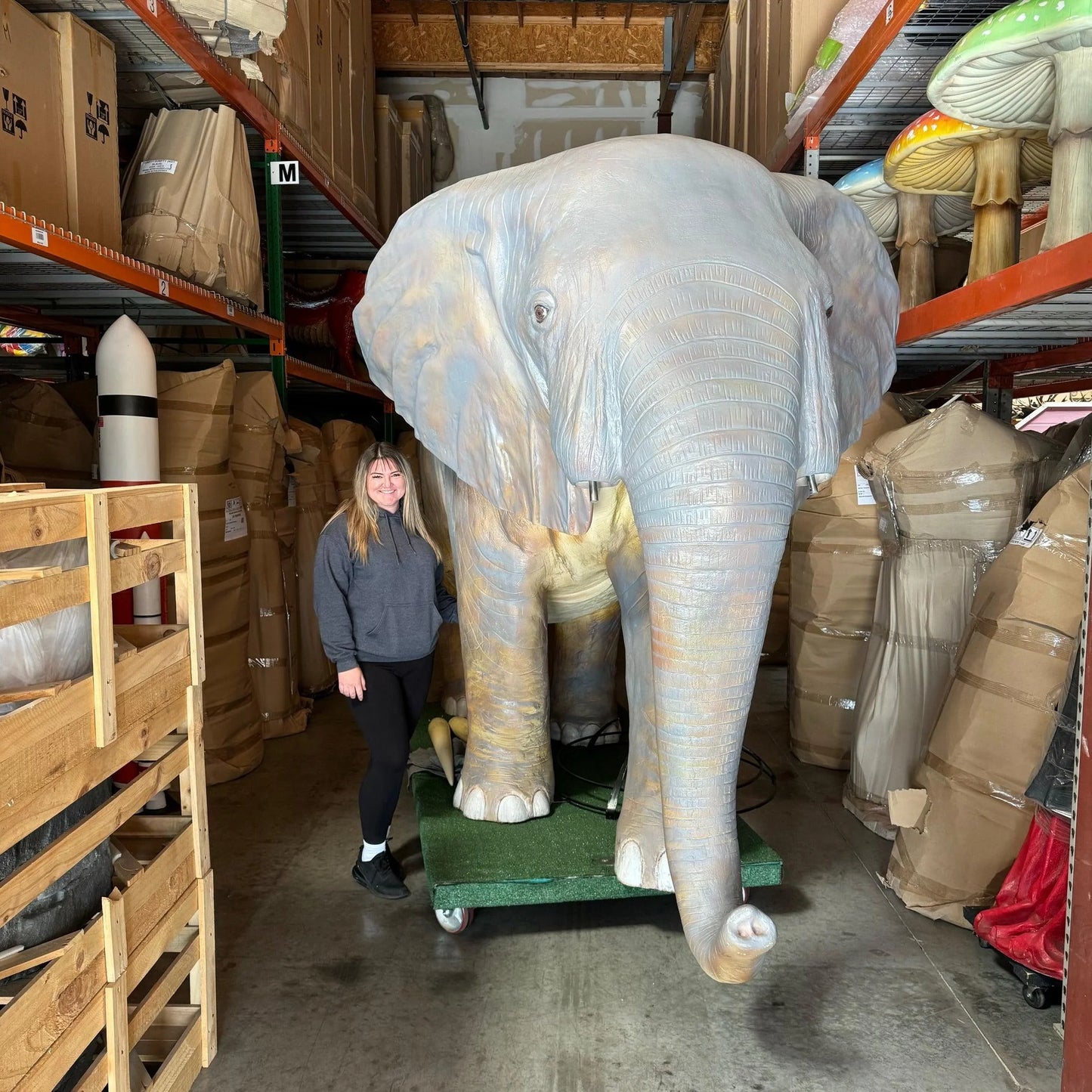 Life Size Standing Elephant Statue