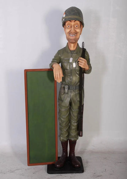 Soldier with Menu Board Statue