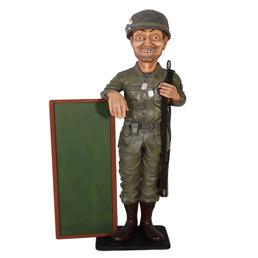 Soldier with Menu Board Statue