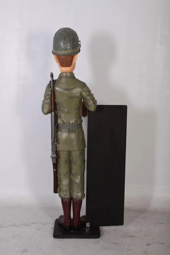 Soldier with Menu Board Statue