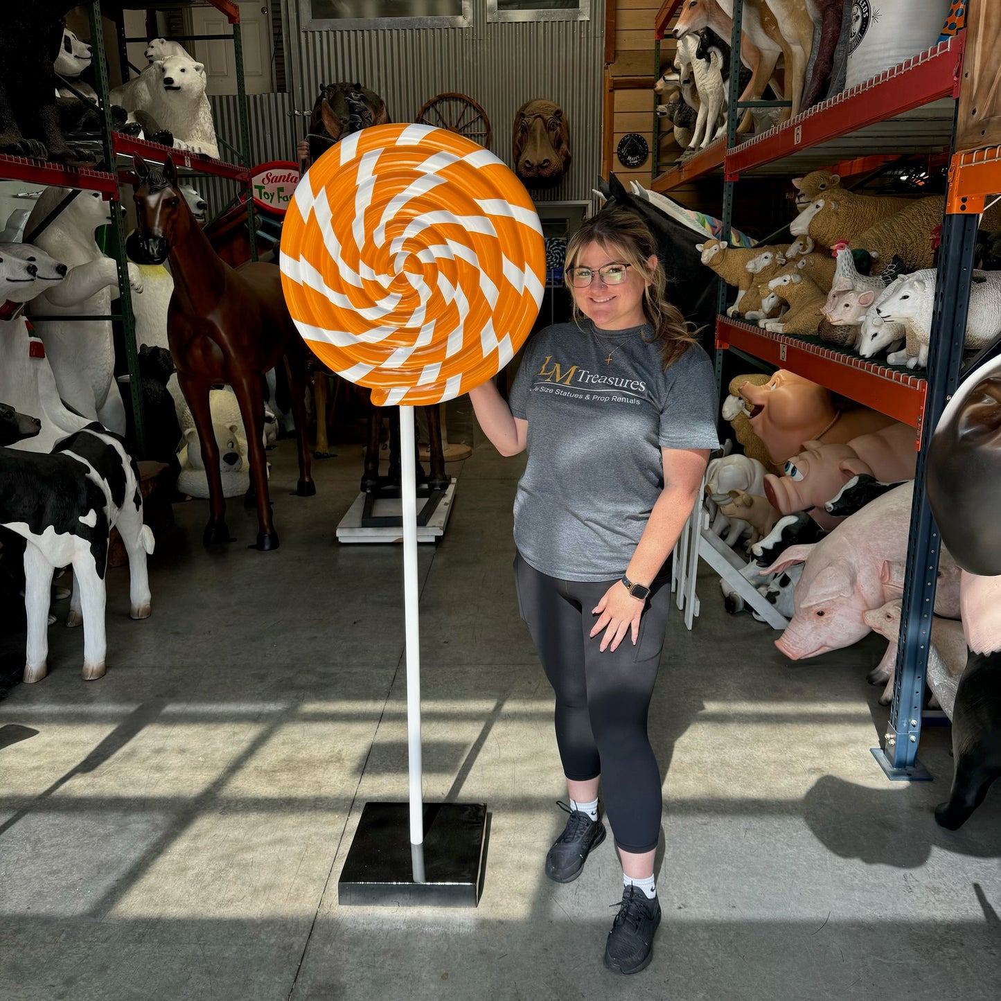 Orange Swirl Lollipop Statue