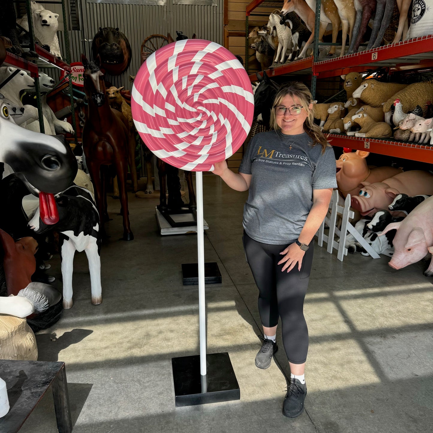 Pink Swirl Lollipop Statue