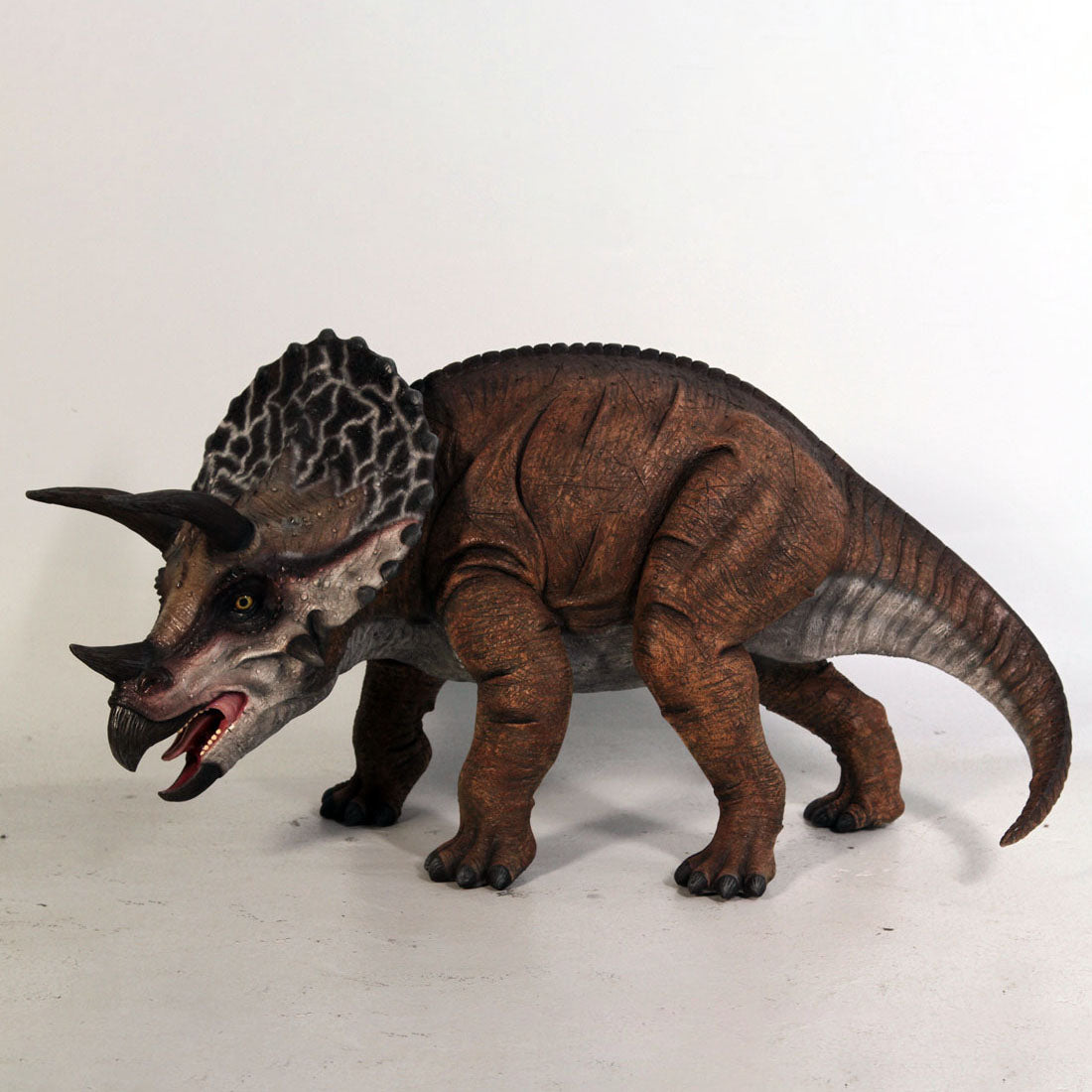 Small Brown Triceratops Dinosaur Statue