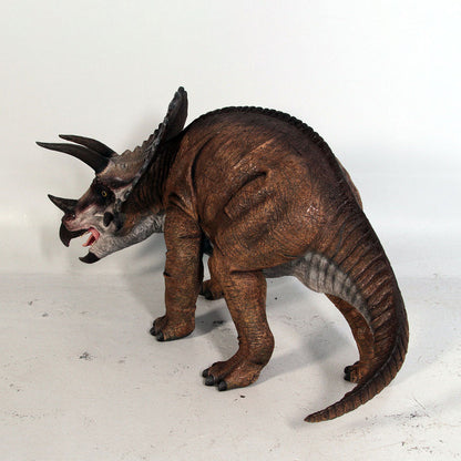 Small Brown Triceratops Dinosaur Statue