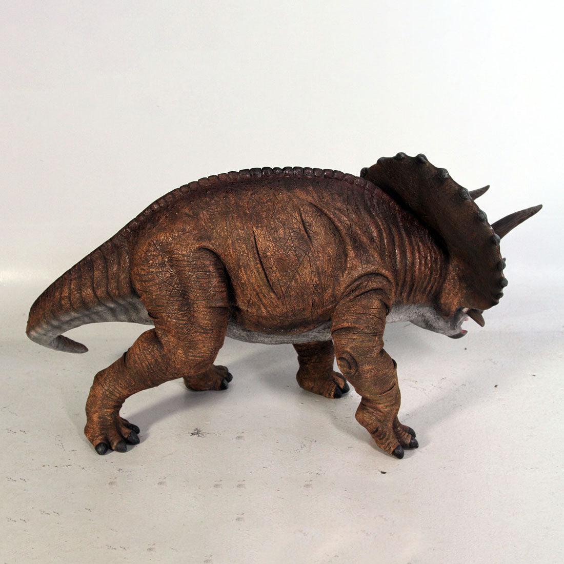 Small Brown Triceratops Dinosaur Statue