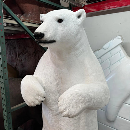 Standing Polar Bear Statue On Base