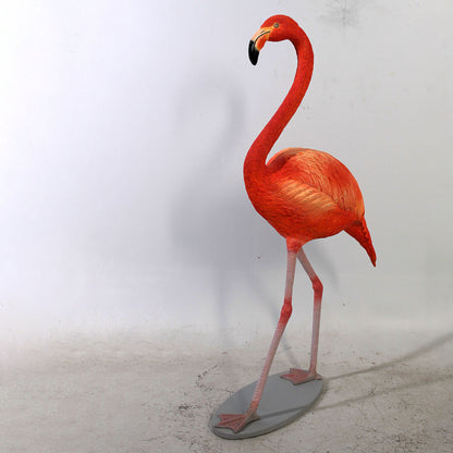 Orange Flamingo Life Size Statue