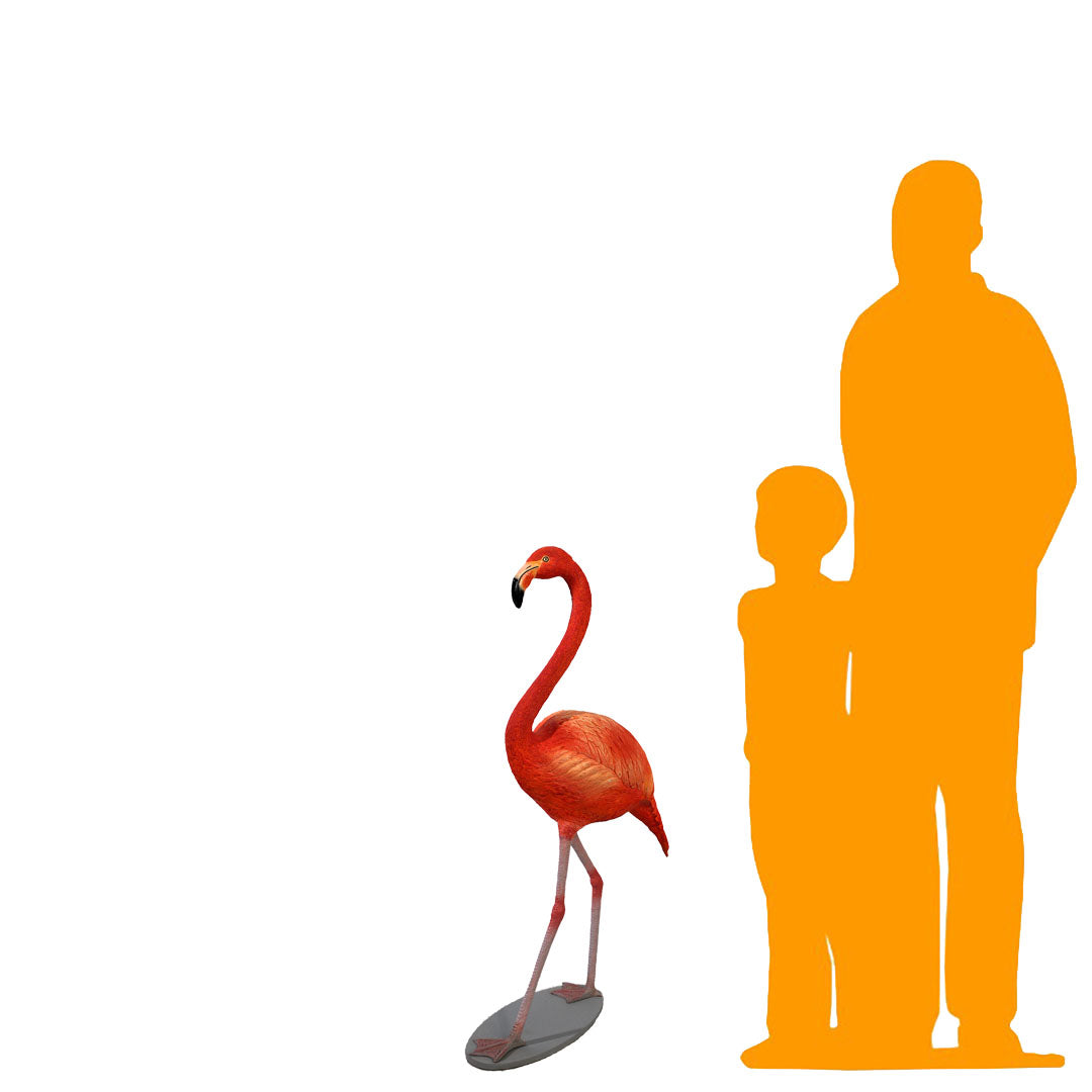 Orange Flamingo Life Size Statue