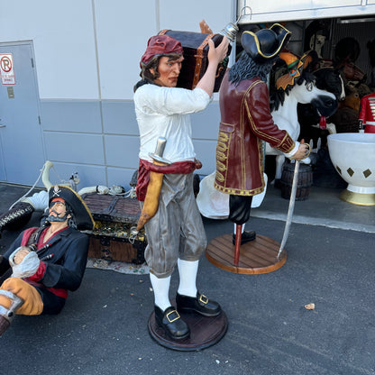 Pirate Holding Treasure Life Size Statue