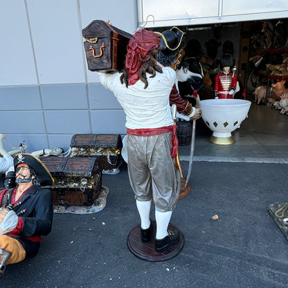 Pirate Holding Treasure Life Size Statue