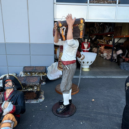 Pirate Holding Treasure Life Size Statue