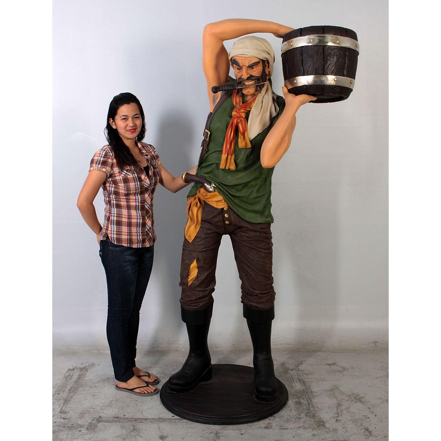 Pirate Holding Bucket Life Size Statue