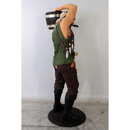 Pirate Holding Bucket Life Size Statue - LM Treasures Prop Rentals 