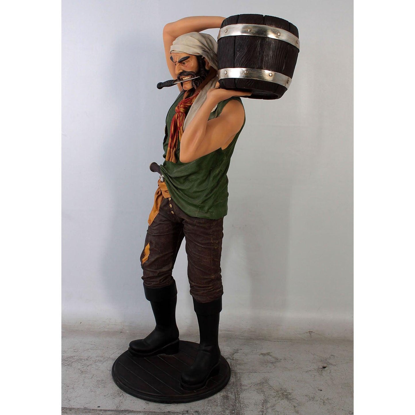Pirate Holding Bucket Life Size Statue - LM Treasures Prop Rentals 