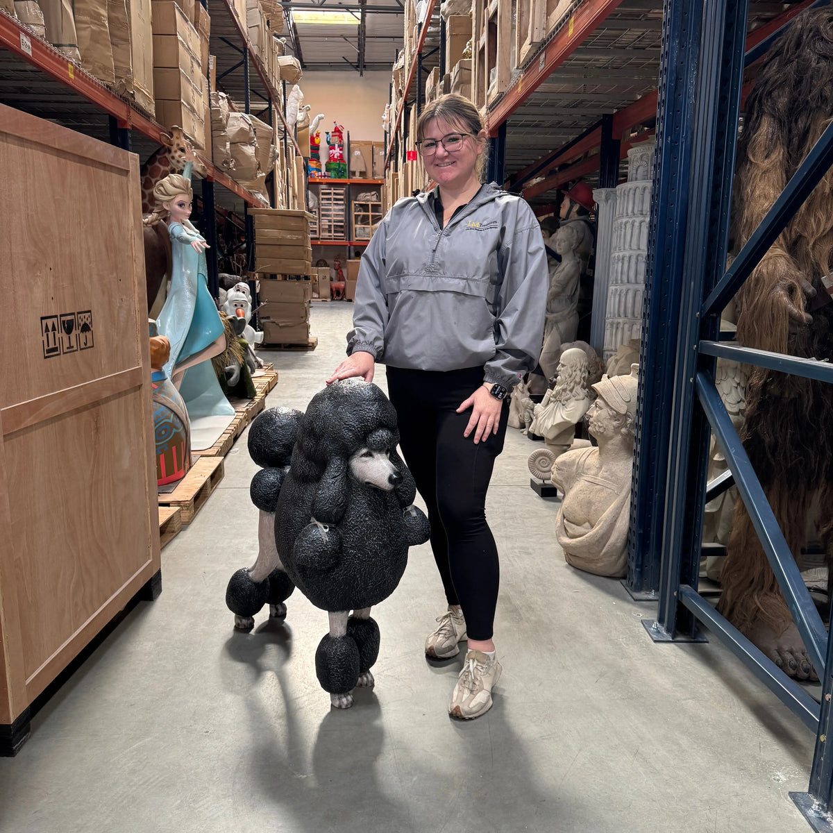 Black French Poodle Life Size Statue A0256BL-110121-H