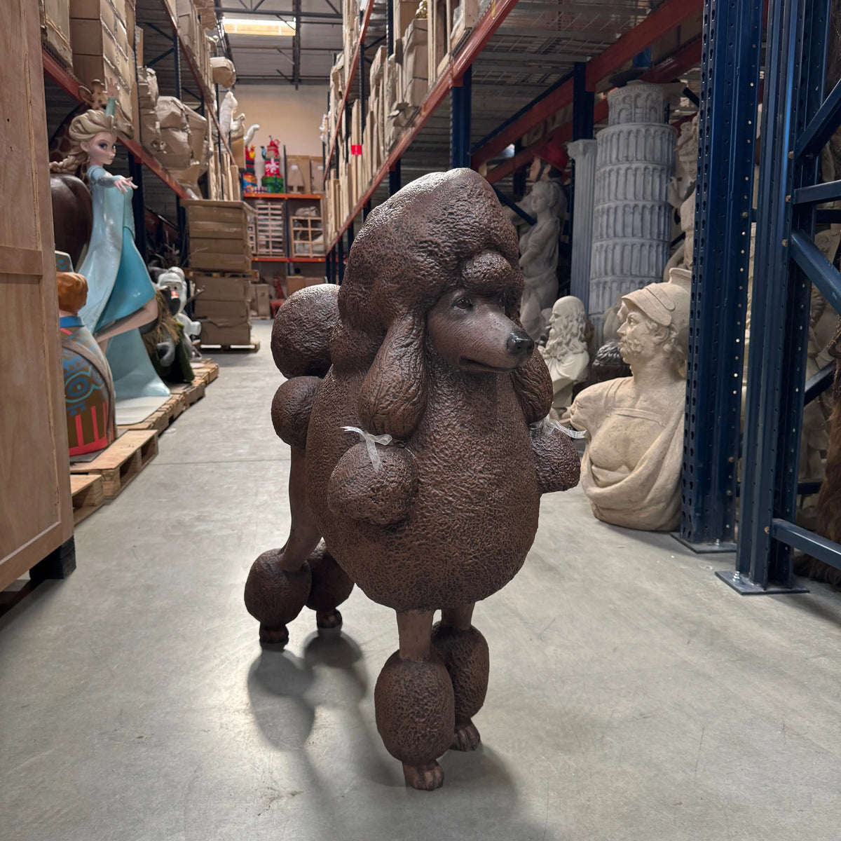 Brown French Poodle Life Size Statue A0256BR-110121-H
