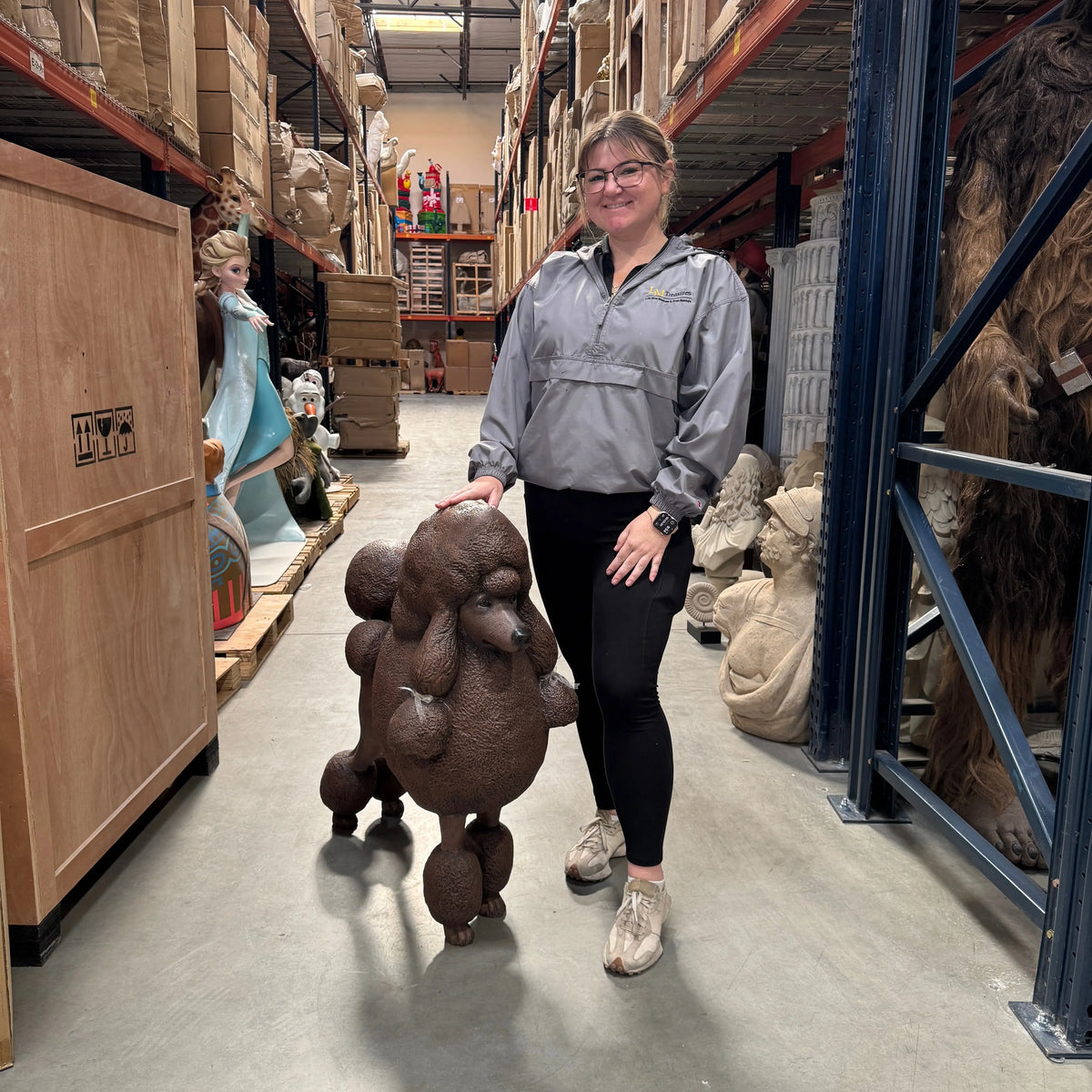 Brown French Poodle Life Size Statue A0256BR-110121-H