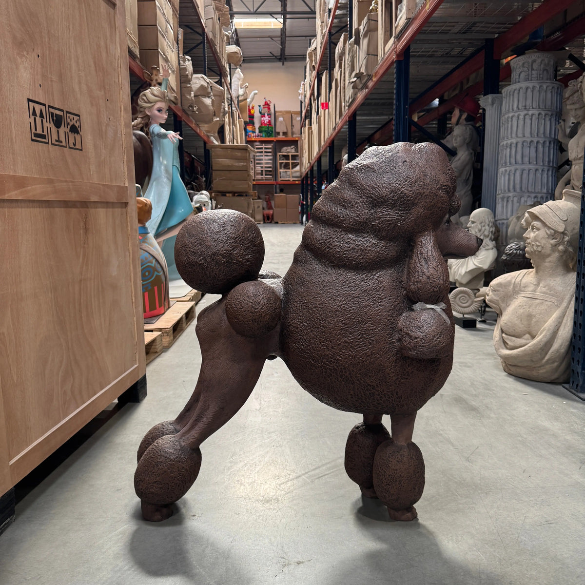 Brown French Poodle Life Size Statue A0256BR-110121-H