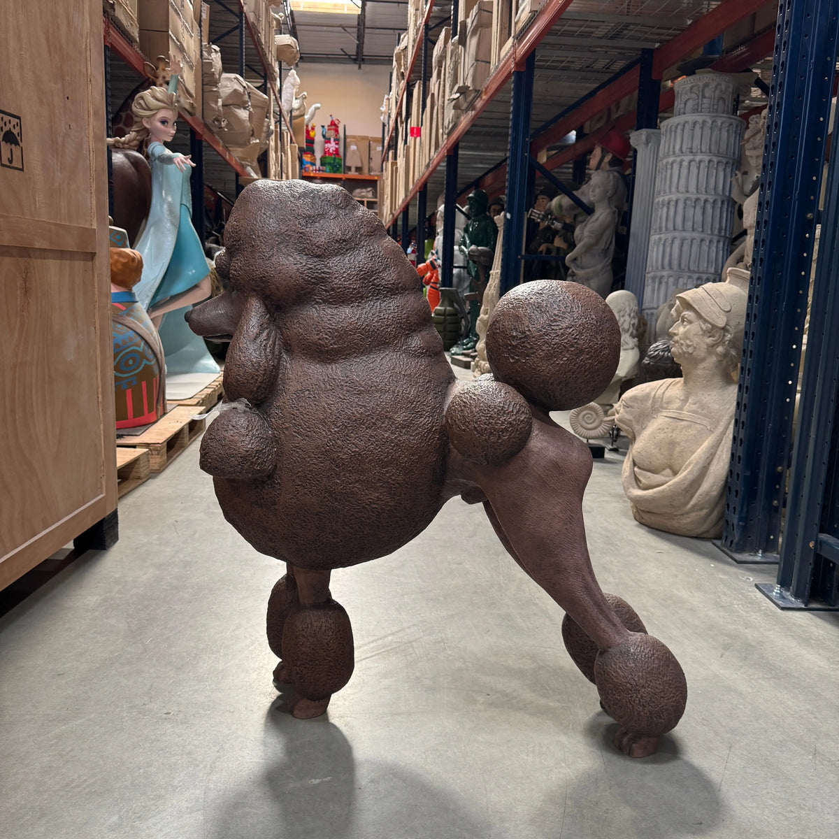 Brown French Poodle Life Size Statue A0256BR-110121-H