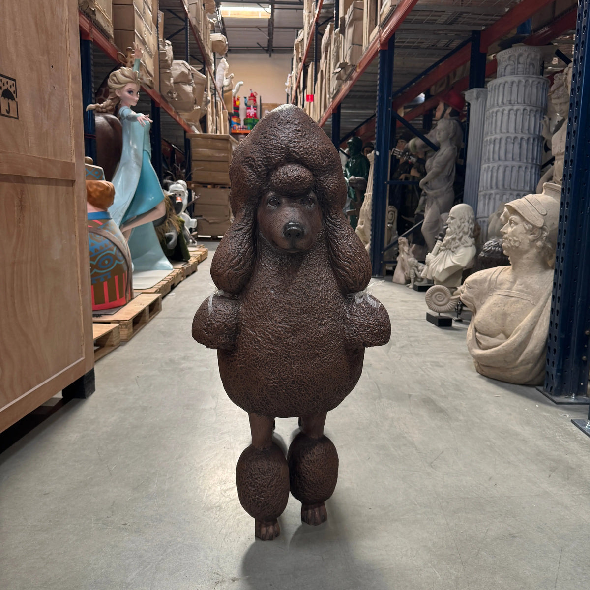 Brown French Poodle Life Size Statue A0256BR-110121-H