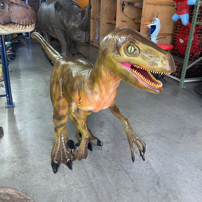 Brown Deinonychus Dinosaur Statue