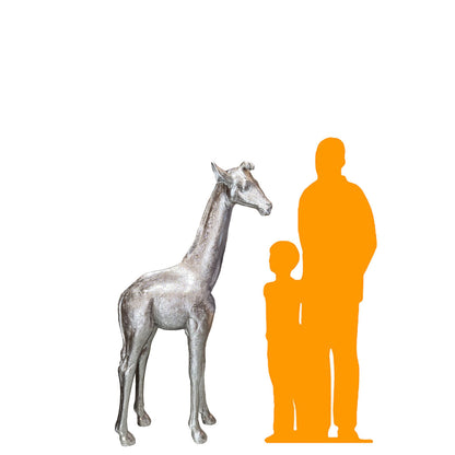 Silver Baby Giraffe Statue