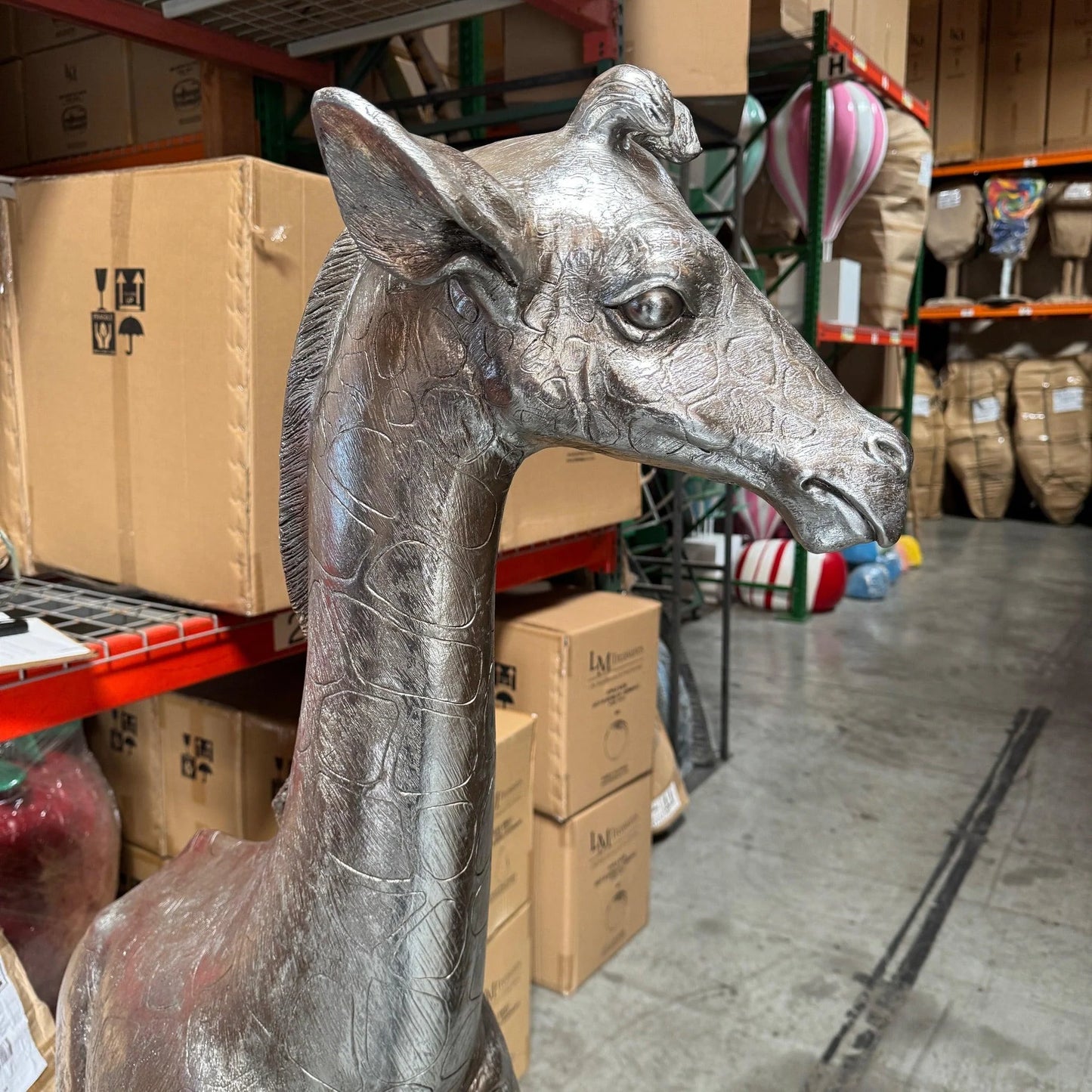 Silver Baby Giraffe Statue