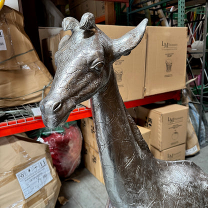 Silver Baby Giraffe Statue